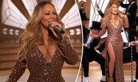 Mặc váy đính vàng nặng gần 30kg khoe vòng 1 ‘khủng’, Mariah Carey cần 6 đàn ông hộ tống