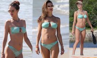 ‘Thiên thần’ Alessandra Ambrosio diện bikini bé xíu, thả dáng sexy bên người tình
