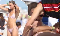 Mia Regan ‘thả dáng’ với bikini bé xíu, hôn con trai Beckham ngọt lịm trên bãi biển