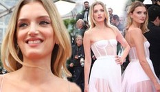 Siêu mẫu Anh diện váy xuyên thấu như nội y lên thảm đỏ Cannes