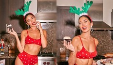Bóng hồng Canada Nicole Williams diện nội y đỏ đón Giáng sinh
