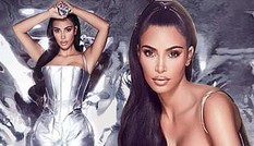 Kim Kardashian thả dáng 'đồng hồ cát' với bodysuit ánh kim