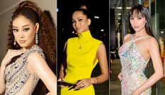 H'Hen Niê diện váy vàng rực, Khánh Vân-Võ Hoàng Yến sexy hết cỡ với váy đính đá