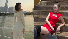 Kiều Loan mặc váy cut-out đỏ rực nóng bỏng, Tiểu Vy khoe dáng quyến rũ trên du thuyền