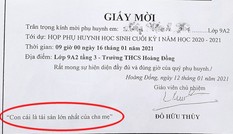 Ghi giấy mời họp phụ huynh “Con cái là tài sản lớn nhất của cha mẹ”, thầy giáo bị phê bình