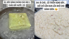 Cô gái làm món bánh chưng chiên nước lọc giống trên mạng, nhìn thành quả ai cũng bàng hoàng