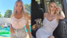 Mỹ nhân Playboy Lindsey Pelas khoe ‘siêu vòng 1’ với áo xuyên thấu