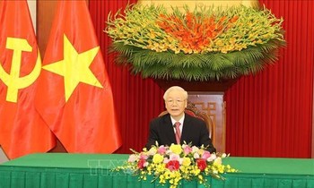 Tổng Bí thư Nguyễn Phú Trọng đã có cuộc điện đàm với đồng chí Miguel Díaz-Canel Bermudez, Bí thư thứ nhất Ban Chấp hành Trung ương Đảng Cộng sản Cuba, Chủ tịch nước Cộng hòa Cuba. Ảnh TTXVN