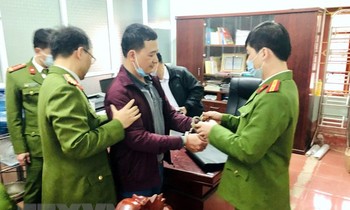 Đối tượng Vũ Cảnh Phương bị bắt về hành vi Lạm dụng chức vụ, quyền hạn chiếm đoạt tài sản. (Ảnh: TTXVN)