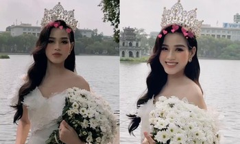 Hoa hậu Đỗ Thị Hà đội vương miện lộng lẫy, khoe vai trần quyến rũ
