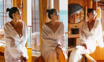 Hà Kiều Anh trễ nải vòng một gợi cảm khiến fans trầm trồ về nhan sắc 'đỉnh cao' ở tuổi 45