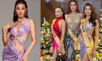 Thuỳ Tiên diện váy cắt xẻ 'lấn át' khi đọ sắc cùng dàn thí sinh Miss Grand