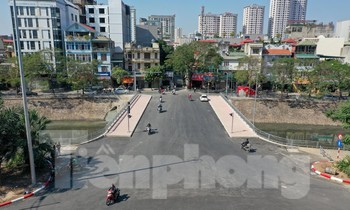 Cận cảnh cầu gần 38 tỷ đồng bắc qua sông Tô Lịch nối 2 quận trung tâm Hà Nội