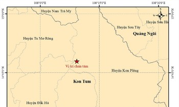 Tâm chấn trận động đất mới nhất xảy ra tại huyện Kon Plông, Kon Tum