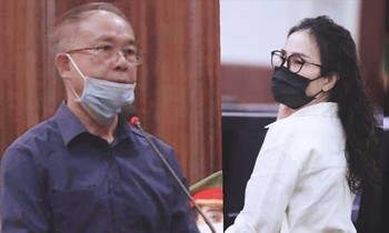 Ông Nguyễn Thành Tài và bà Lê Thị Thanh Thúy tại phiên tòa. Ảnh: Tân Châu
