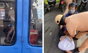 CSGT khống chế nam thanh niên.