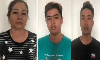 Bà Hồng cùng hai đàn em bị bắt.