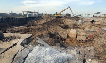 Hầm đường bộ trong Khu đô thị Bắc Sông Cấm sụt lún nghiêm trọng