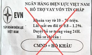 Tờ rơi đăng tải thông tin hỗ trợ vay tín trên chấp địa bàn TP.HCM và một số tỉnh, thành phố khu vực phía Nam