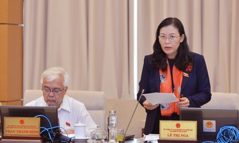 Chủ nhiệm Ủy ban Tư pháp Lê Thị Nga phát biểu ảnh: minh châu