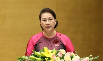 Chủ tịch Quốc hội phát biểu khai mạc kỳ họp thứ 8, Quốc hội khóa XIV. Ảnh: Như Ý