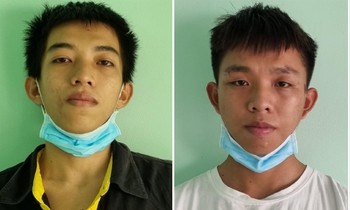 Hào (trái) và Phú tại cơ quan công an