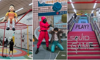 "Squid Game" ở Hàn Quốc: Ga tàu điện Itaewon biến hình thành "sân chơi sinh tồn" độc đáo