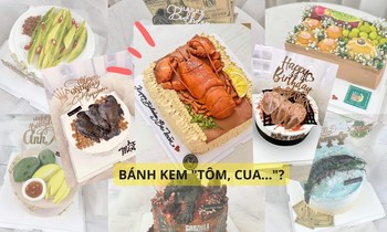 "U là trời" với những chiếc bánh sinh nhật theo phong cách tả thực đầy tôm, cua, cá khô