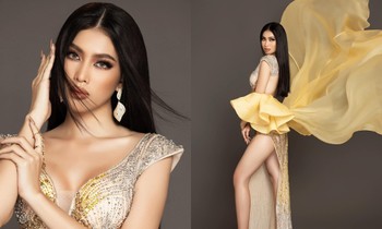 Á hậu Ngọc Thảo diện váy gam màu “tạo cú hích” trong họp báo Miss Grand International 2020