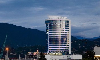 Khách sạn Leogrand - nơi dự kiến diễn ra cuộc thi Hoa hậu Georgia. Ảnh: AFP