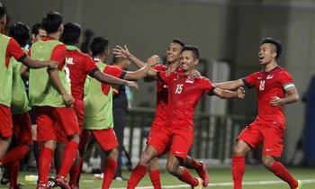 Niềm vui của các cầu thủ U23 Singapore.