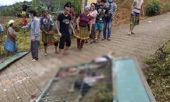 Hiện trường vụ tai nạn sập cổng trường.