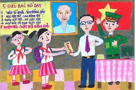 vẽ tranh thiếu nhi việt nam mừng đại hội đoàn