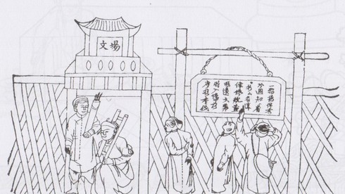 Năm 1826, ai lén lút đem tài liệu vào phòng thi và bị phạt đóng gông 1 tháng, tước bằng cử nhân?