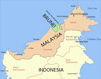 Toàn bộ lãnh thổ Brunei nằm trên hòn đảo nào?