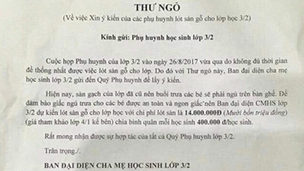 Phụ huynh gửi đơn lên Chính phủ kiến nghị giải tán... Hội phụ huynh