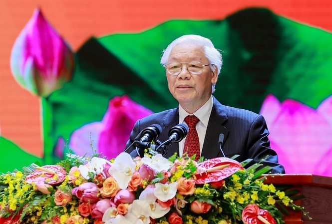 'Di chúc của Người tỏa sáng giá trị dân tộc và thời đại' Tổng Bí thư, Chủ tịch nước đọc diễn văn tại lễ kỷ niệm (ảnh Như Ý)