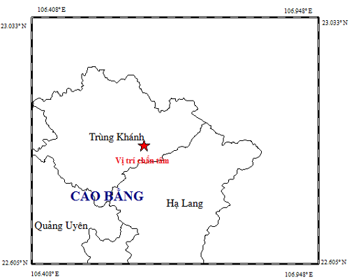 Cao Bằng lại tiếp tục động đất, Hà Nội có bị ảnh hưởng gì không? Tâm chấn trận động đất thứ 2 xảy ra tại huyện Trùng Khánh (Cao Bằng) trong sáng nay.