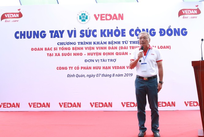 Vedan Việt Nam và hành trình 8 năm đồng hành cùng sức khỏe cộng đồng Ông Yang Kun Hsiang, Phó chủ tịch HĐQT kiêm Tổng giám đốc Công ty CPHH Vedan Việt Nam phát biểu khai mạc