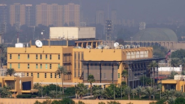 THẾ GIỚI 24H: Đại sứ quán Mỹ tại thủ đô Iraq bị tấn công bằng rocket Đại sứ quán Mỹ tại Iraq. Ảnh: FBC