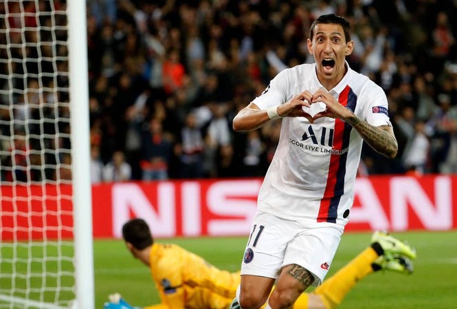 Di Maria tỏa sáng, PSG vùi dập Real Madrid Di Maria ăn mừng bàn thắng vào lưới Real Madrid.