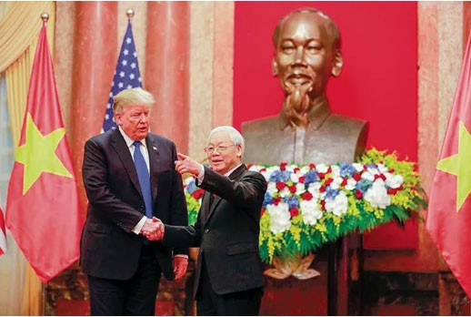 Tổng Bí thư, Chủ tịch nước Nguyễn Phú Trọng và Tổng thống Mỹ trao đổi thư mừng Tổng Bí thư, Chủ tịch nước Nguyễn Phú Trọng tiếp Tổng thống Mỹ Donald Trump ngày 27-2-2019 - Ảnh: Quốc tế
