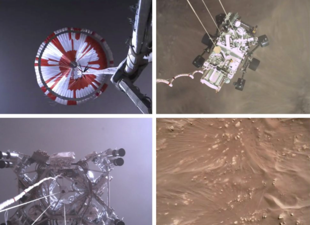 NASA công bố video ‘nổi da gà’ của tàu đổ bộ xuống sao Hoả Hình ảnh tàu thăm dò đáp xuống sao Hoả. (Ảnh: NASA)