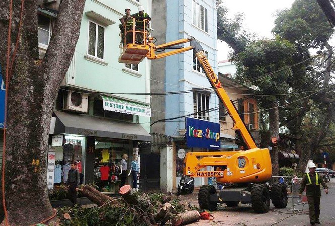 Hà Nội đầu tư 1,5 tỉ đồng mua xe cắt tỉa cây xanh Xe cắt tỉa cây xanh trên các tuyến phố.