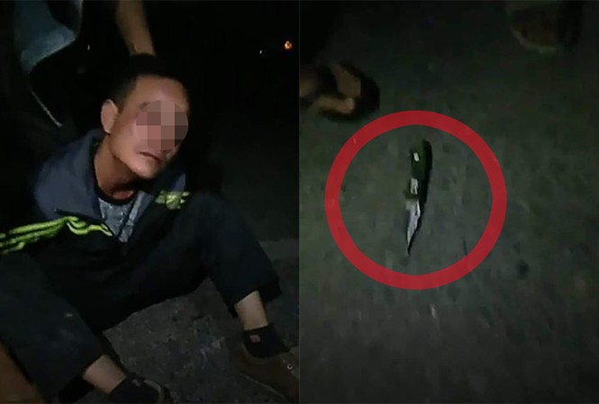 Gã đàn ông dùng dao khống chế thiếu nữ cướp điện thoại trong đêm Đối tượng và con dao.