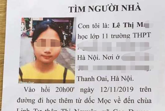 Tìm thấy nữ sinh lớp 11 mất tích ở Hà Nội khi đi học thêm Thông tin chia sẻ về sự việc.