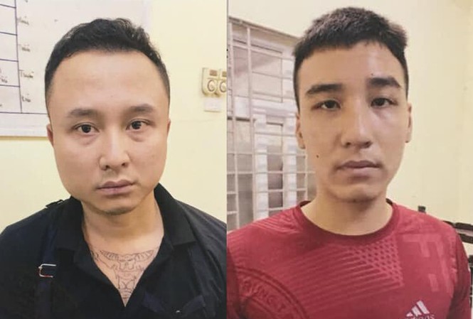 Hai đối tượng chém người sau va chạm giao thông Hai đối tượng Tùng và Quang. Ảnh: Công an Hà Nội