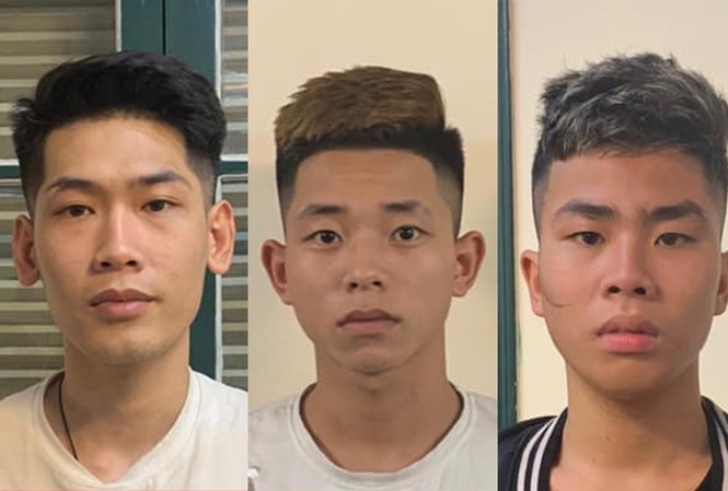 4 thanh niên cầm dao chặn cướp xe của nhiều người trên đường Nhóm đối tượng. Ảnh Công an TP Hà Nội