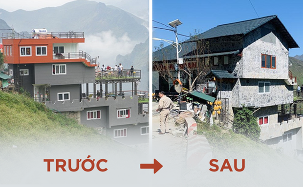 Cục Di sản chính thức gửi văn bản cho Hà Giang vụ Panorama Mã Pì Lèng Hình ảnh công trình Mã Pì Lèng Panorama trước và sau khi được cải tạo đang gây nên nhiều tranh cãi trên mạng xã hội. (Ảnh: Người Lao động)