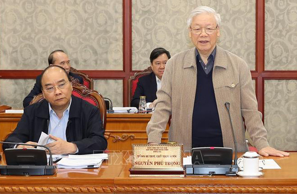 Tổng Bí thư, Chủ tịch nước: 'Văn kiện là văn bia, lưu lại mãi về sau' Tổng Bí thư, Chủ tịch nước Nguyễn Phú Trọng phát biểu tại cuộc họp Bộ Chính trị. Ảnh: TTXVN